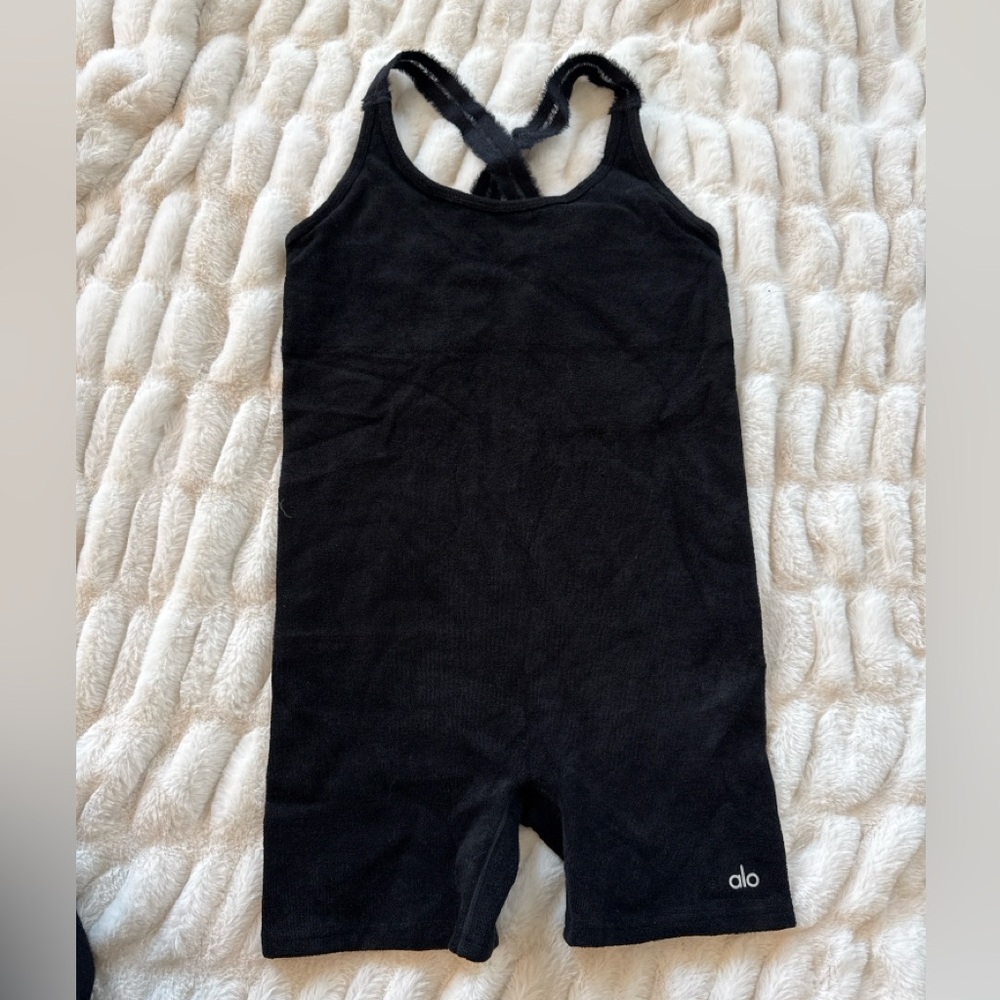 ALO Yoga Black Ribbed Jumpsuit Romper